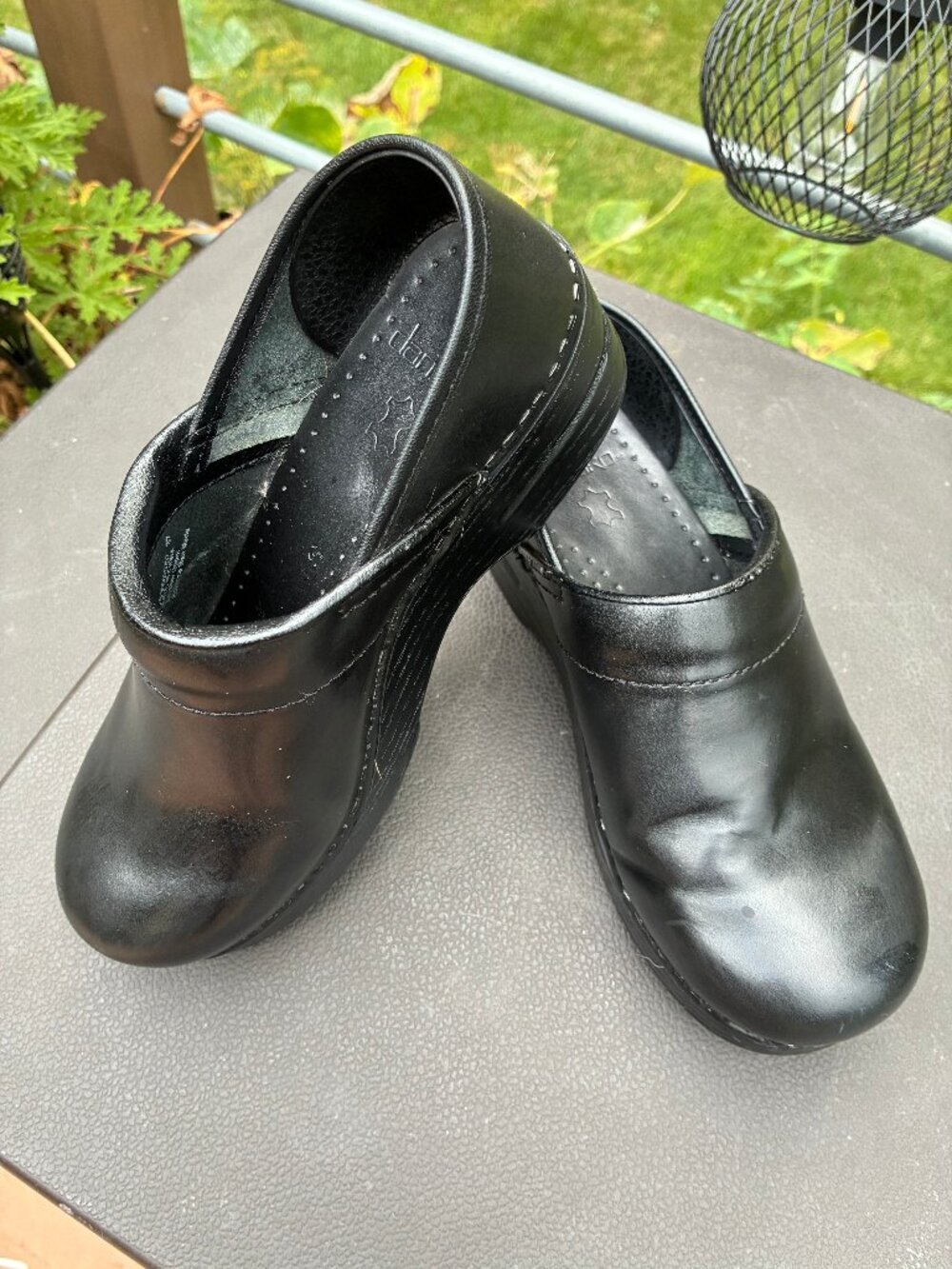 Classic Black Leather Dansko Clogs Euro 37 - US 7